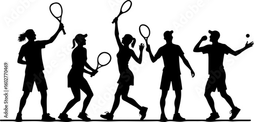 Tennis, players, group, team,  vector