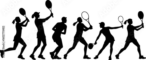 Tennis, players, group, team,  vector