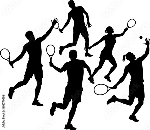 Tennis, players, group, team,  vector