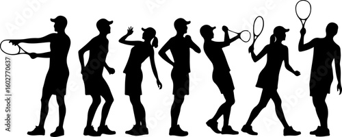 Tennis, players, group, team,  vector