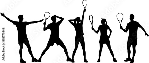 Tennis, players, group, team,  vector