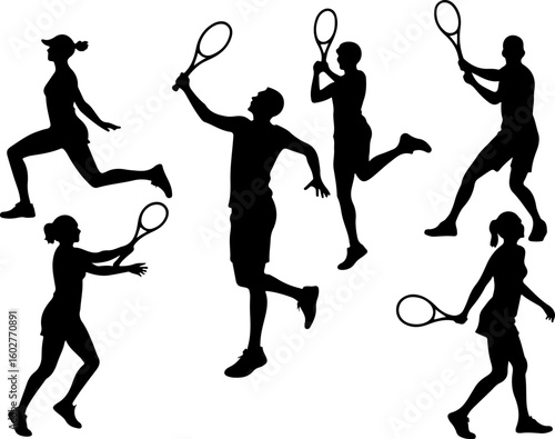 Tennis, players, group, team,  vector