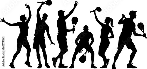 Tennis, players, group, team,  vector