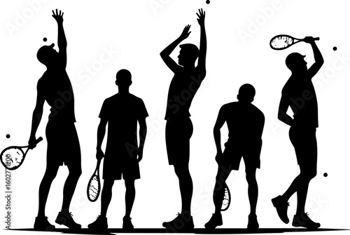Tennis, players, group, team, silhouette, 