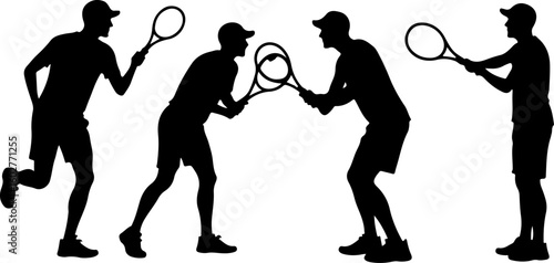 Tennis, players, group, team, silhouette, 