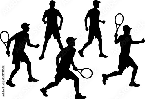 Tennis, players, group, team, silhouette, 