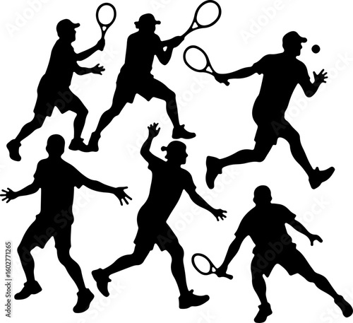Tennis, players, group, team, silhouette, 