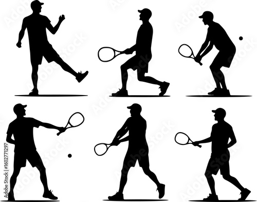 Tennis, players, group, team, silhouette, 