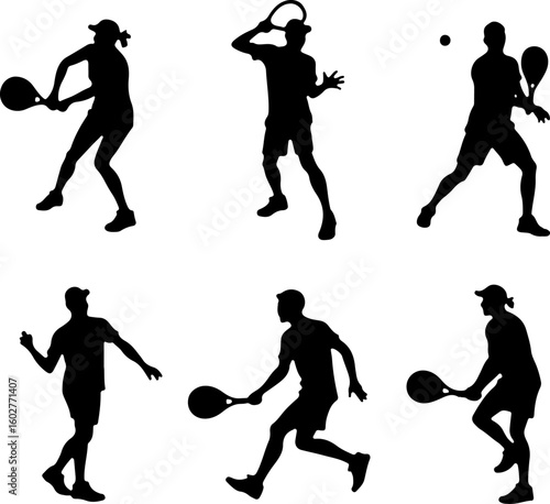 Tennis, players, group, team, silhouette, 