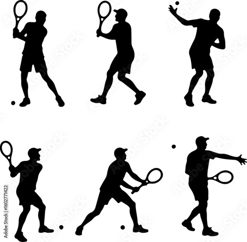 Tennis, players, group, team, silhouette, 