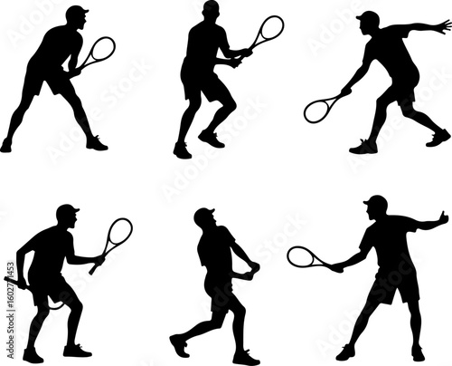 Tennis, players, group, team, silhouette, 