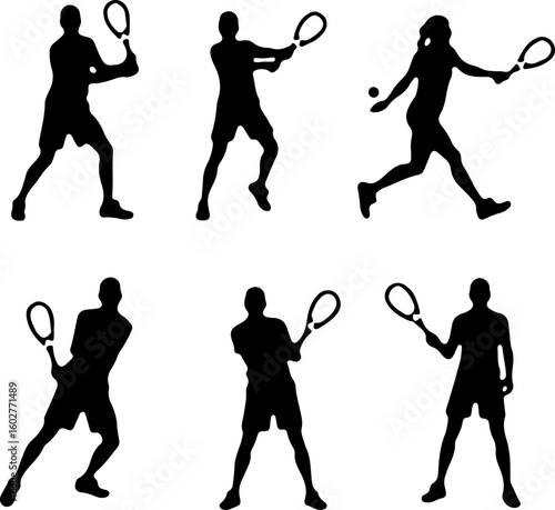  Group of Tennis Players Silhouettes