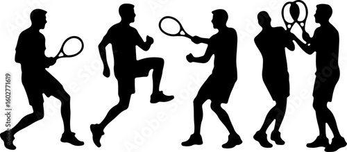  Group of Tennis Players Silhouettes
