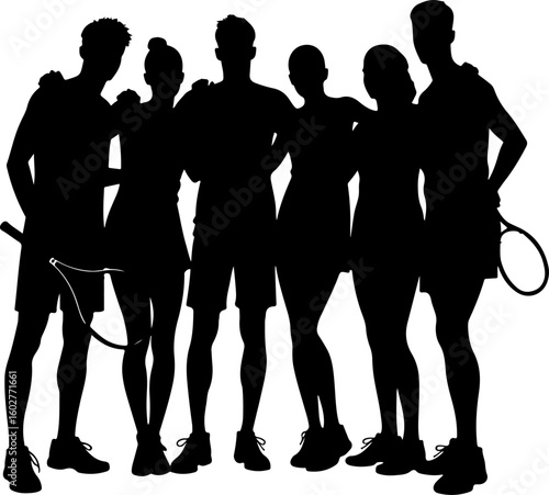  Group of Tennis Players Silhouettes