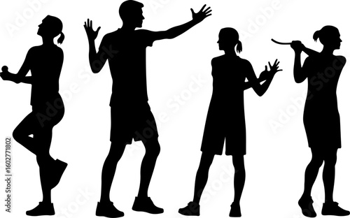  Group of Tennis Players Silhouettes