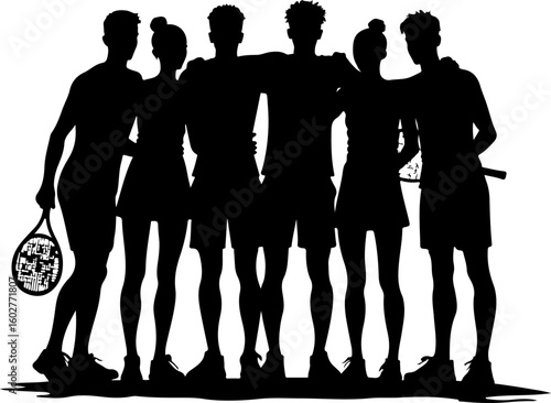  Group of Tennis Players Silhouettes