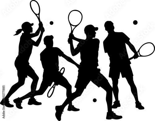  Group of Tennis Players Silhouettes
