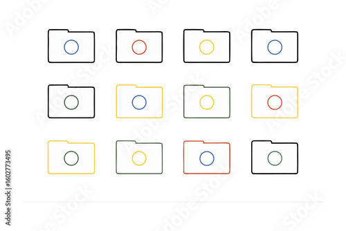 Collection of stylized folder icons featuring a silhouette of a person s head and shoulders