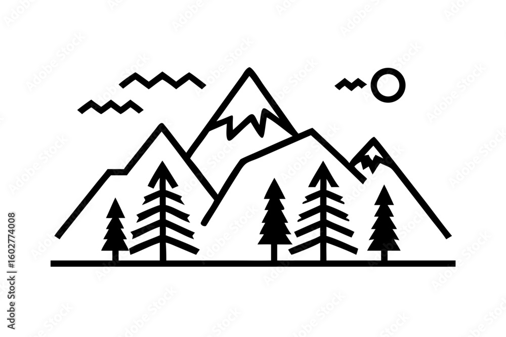 Obraz premium Minimalist mountain landscape vector art illustration nature outdoors design