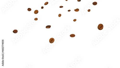 Coffee beans flat design isolated flying falling decoration background vector illustration