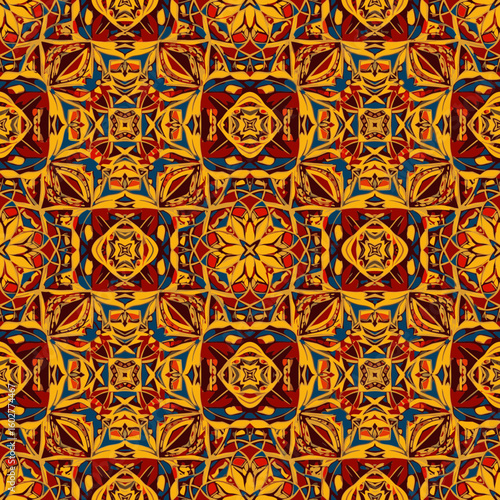 Colorful seamless background with traditional Japanese pattern in Shippō style  