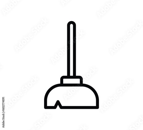 Simple Outline of a Cleaning Broom with Long Handle for Household Use
