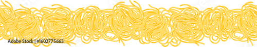Pasta, spaghetti, noodle seamless border pattern design. Curvy doodle horizontal banner pattern, traditional Italian food pasta seamless pattern. Vector illustration