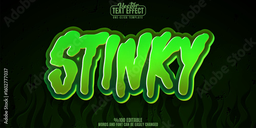 Stinky editable text effect, customizable trash and green 3d font style