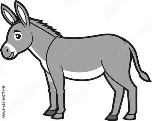 Farm donkey icon in flat vector style illustration