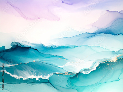Abstract Ocean Merging with Sky, Horizonless Surreal Scene in Lavender and Teal, Misty Dreamlike Light, Painterly Atmosphere, Fantasy Aesthetic Seascape Art