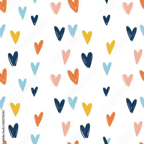 Colorful hearts pattern vector background seamless design for valentine's day love and romantic themes 100char