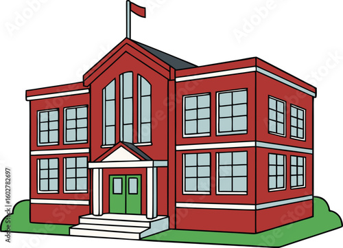 Educational building icon on white background flat vector