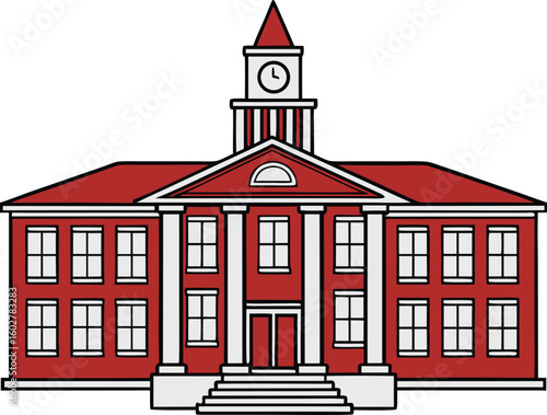 School building vector illustration on white background