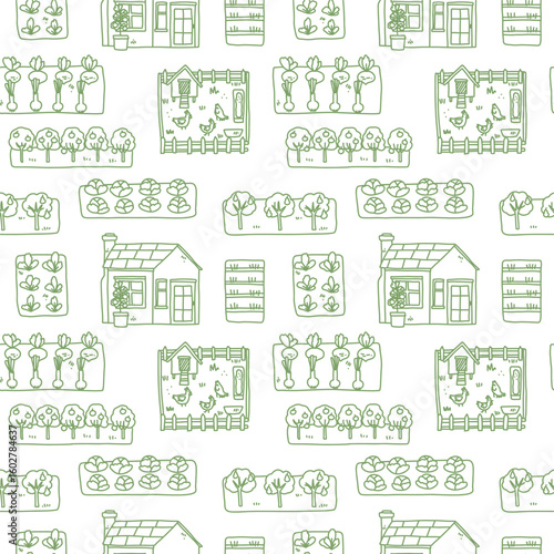 seamless pattern with outline farm