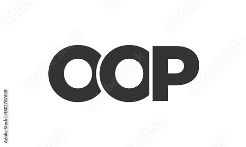 OOP logo design template with strong and modern bold text. Initial based vector logotype featuring simple and minimal typography. Trendy company identity.