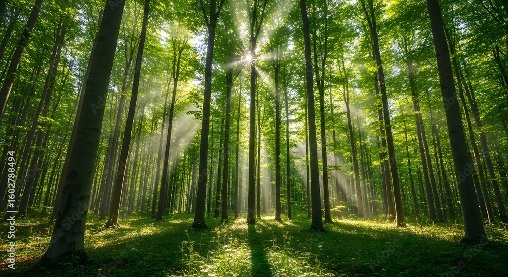 Obraz premium A Tranquil Forest Scene in Nature's Heart, Captured in Majestic Detail