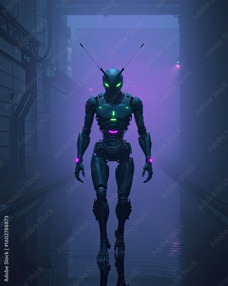 Naklejka premium Sci‑Fi Insectoid Soldier on Duty
