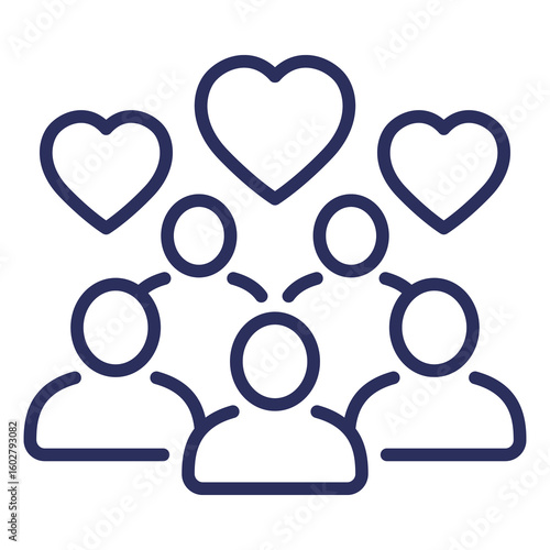 community line icon with people and hearts