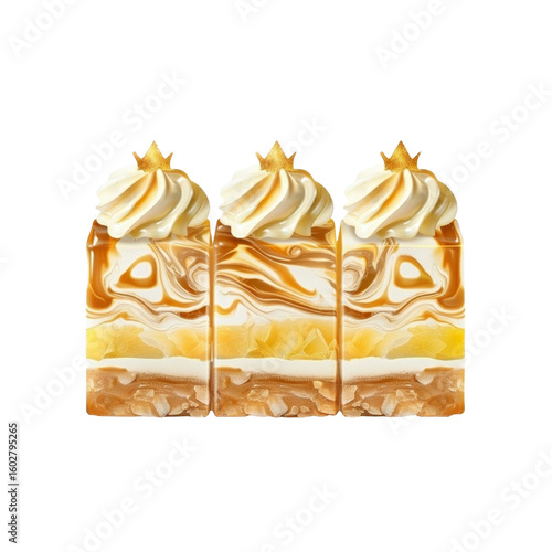 Three Gourmet Caramel Swirl Soaps with Whipped Cream Topping