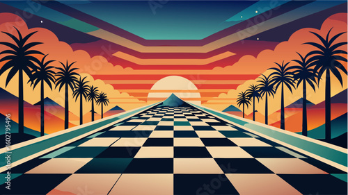 tropical beach with palm trees