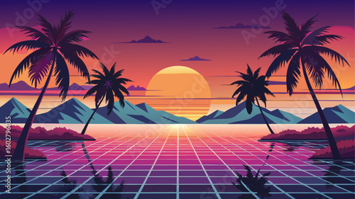 tropical beach with palm trees