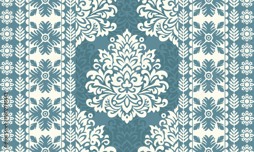 Motifs Ikat floral paisley embroidery background.geometric ethnic oriental pattern traditional.Aztec-style abstract. design for texture, fabric, clothing, wrapping, decoration