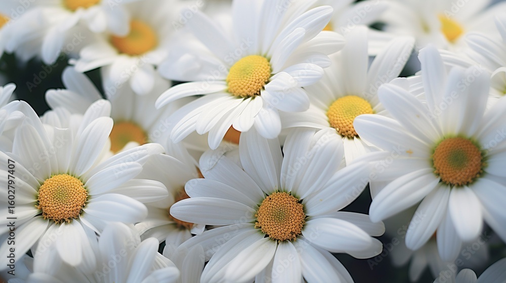 Obraz premium A photo of a close-up of delicate white daisies.