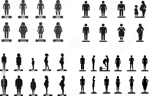 Body weight scale icons set vector illustration for health and fitness concept