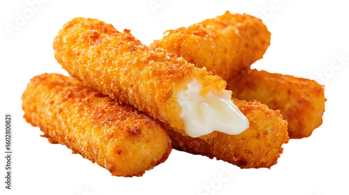 Golden Fried Mozzarella Sticks with Melted Cheese