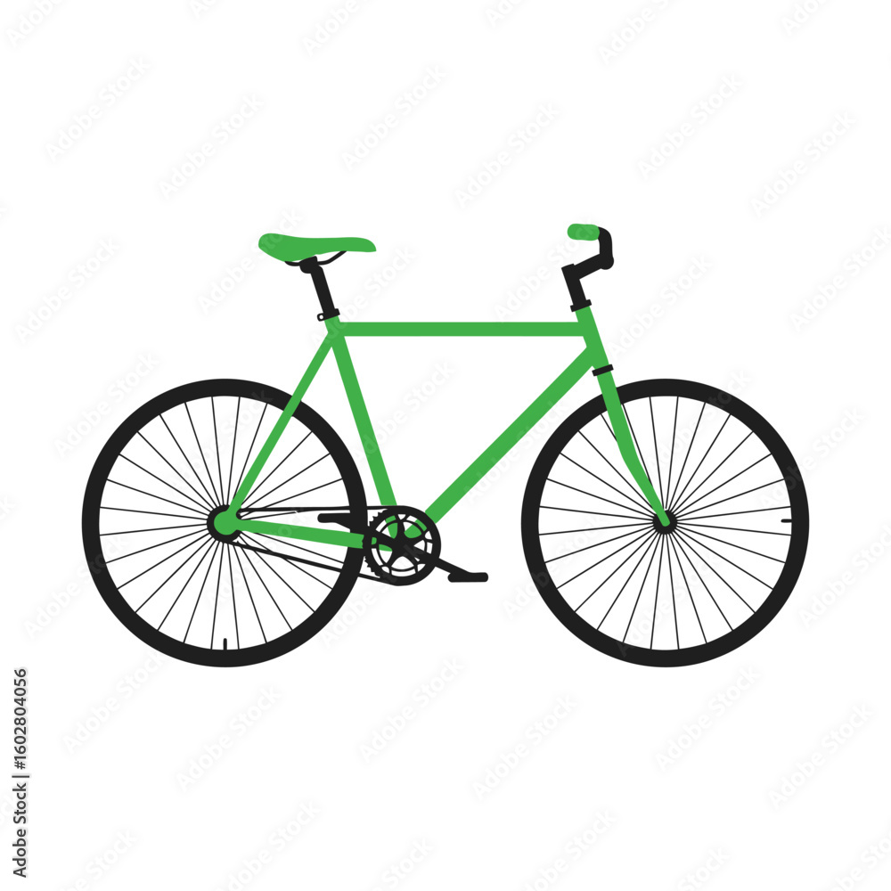 Obraz premium Bright green bicycle in flat vector design.