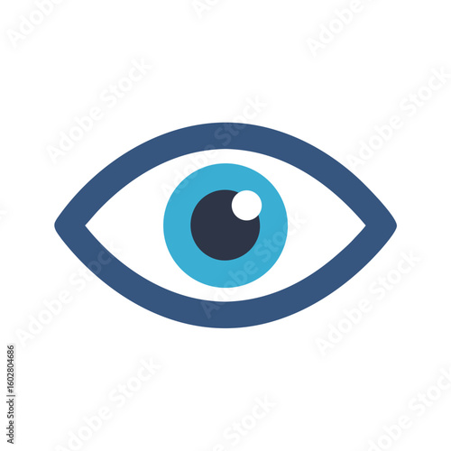 Stylized eye icon with blue iris and dark pupil