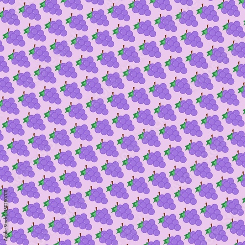 Seamless purple grape fruit pattern over violet background