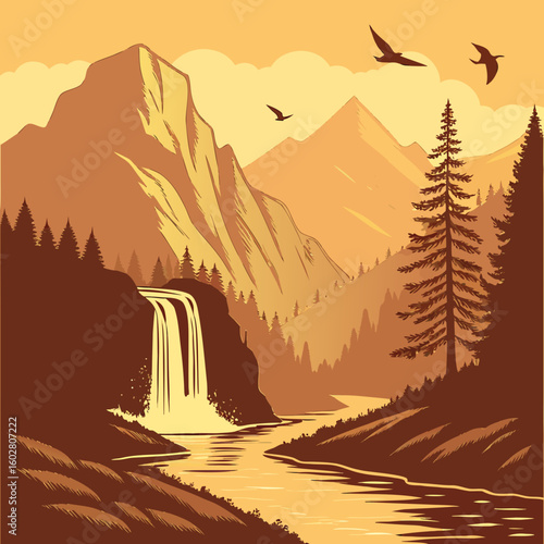 river in the mountains vector illustration svg eps 