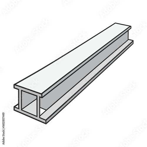 Vector illustration of a long hollow structural section steel I-beam girder.